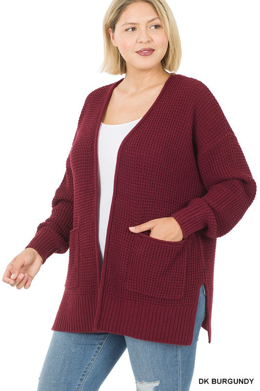 1557 Popcorn cardigan dark burgundy