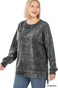 1572 Charcoal mineral wash top