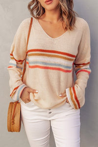 1578 Beige sweater with colorful stripe