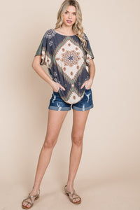 1685 Floral Chevron top