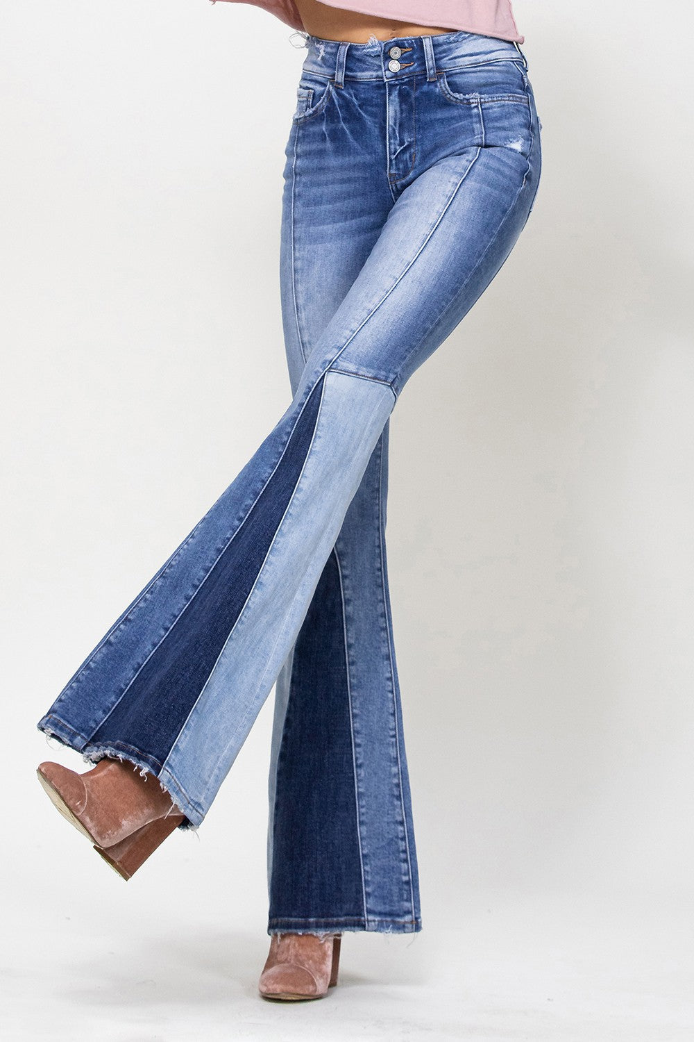 1744 Two tone flare jeans