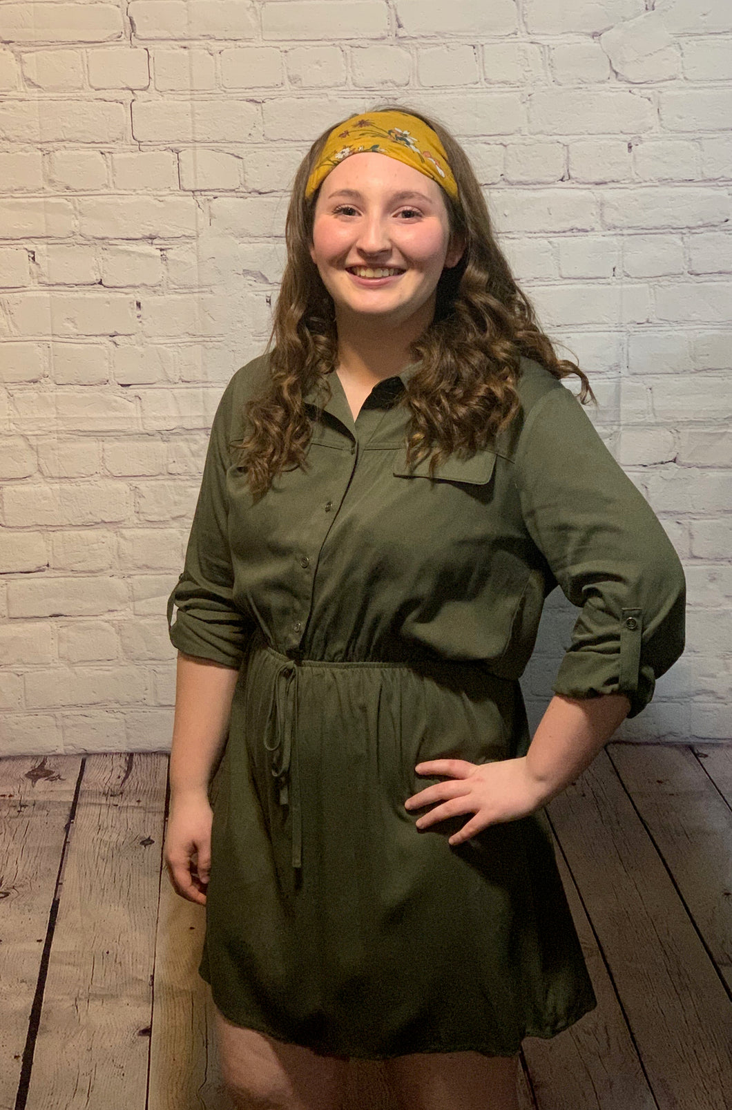 628 Army Green Dress