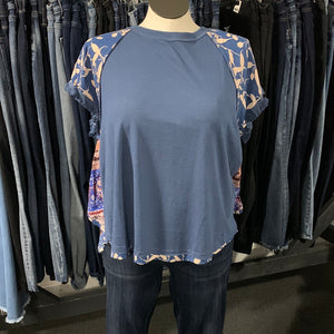 1574 Indigo round neck top