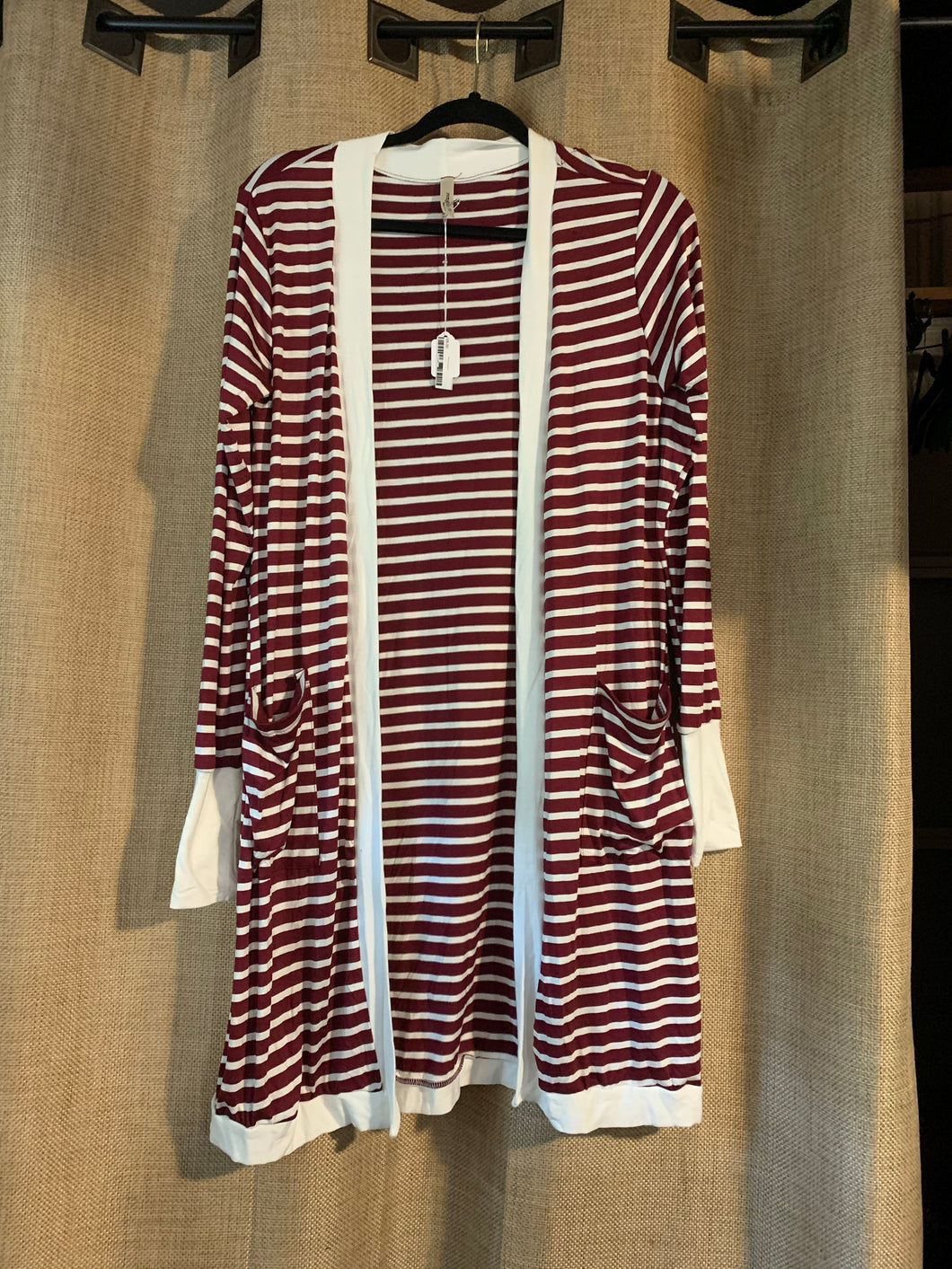 950- Red Striped Cardigan