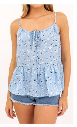 1329 Light blue and white ditsy print tank