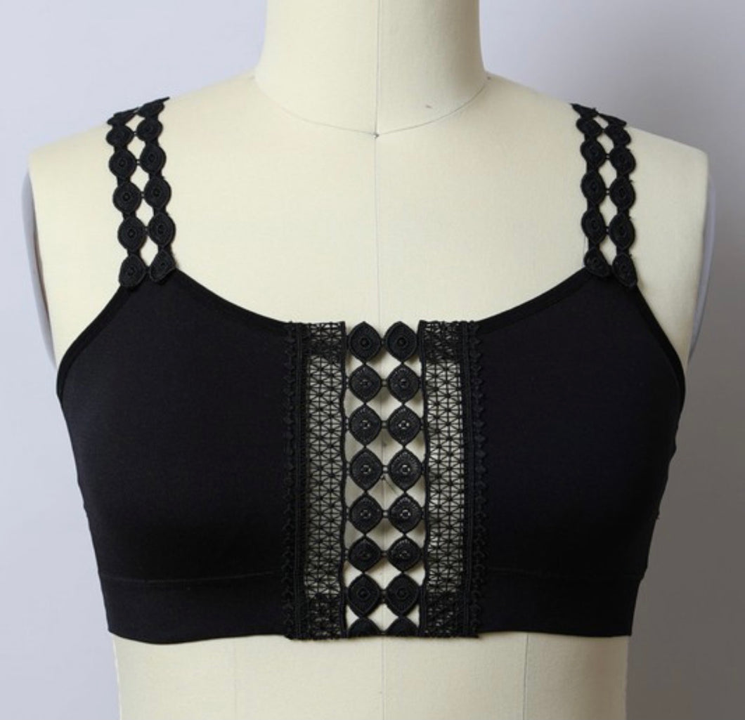 1254 Curvy black boho bralette