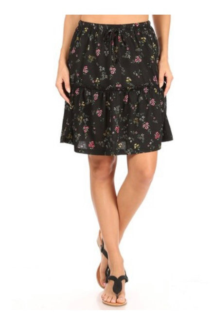 1212 Knit tiered skirt with ruffles