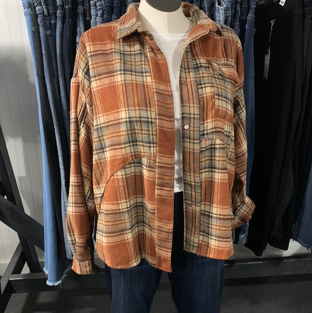 1543 Plaid buttton shacket